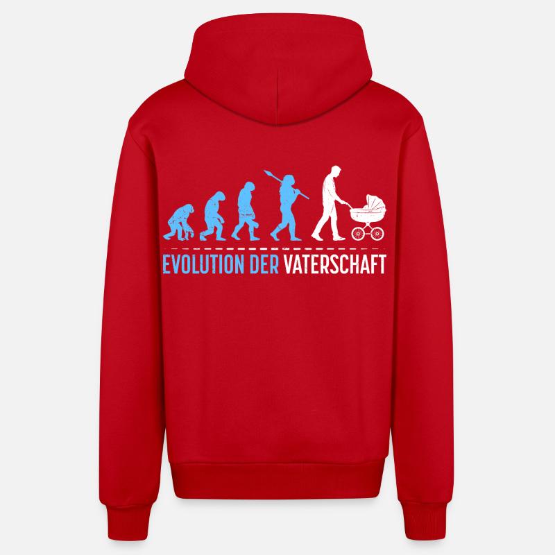 Werdender Vater EVOLUTION DER VATERSCHAFT Lustig - Organic Relaxed Kapuzenjacke Made in EU - Rot
