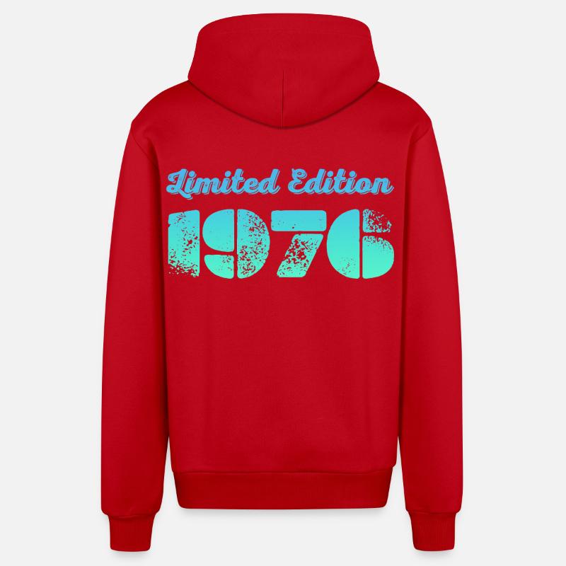 Millésime 1976 - Veste à capuche bio décontractée fabriquée en UE - rouge