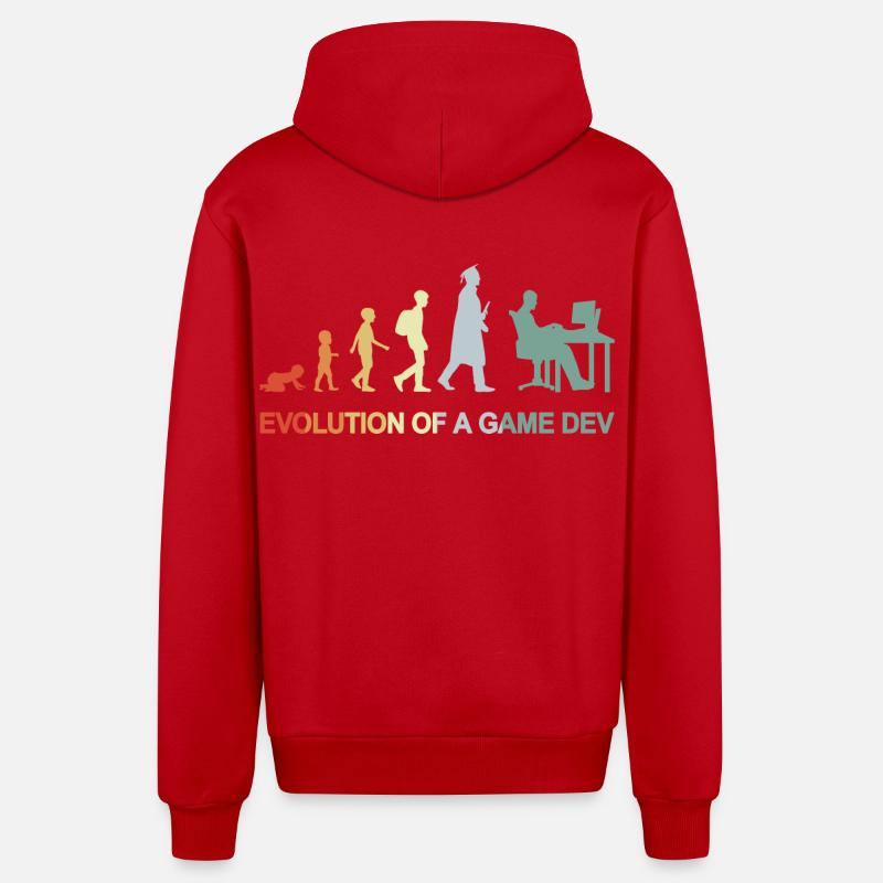 Évolution du développement de jeux - Veste à capuche bio décontractée fabriquée en UE - rouge