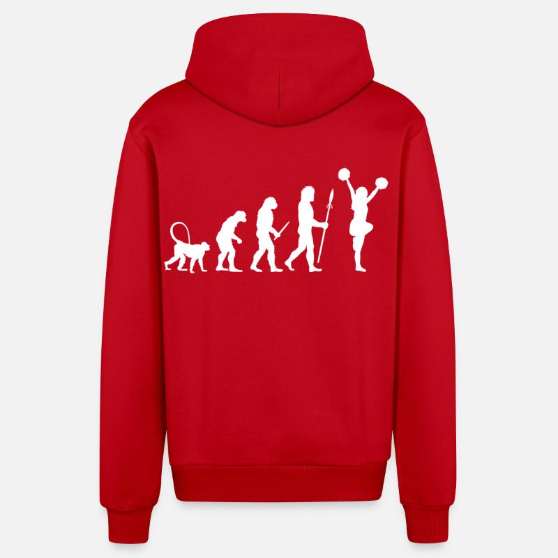 Évolution de la pom-pom girl - Veste à capuche bio décontractée fabriquée en UE - rouge