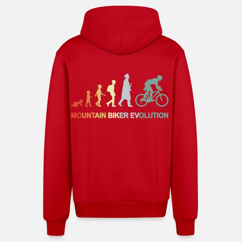 Mountain Biker Evolution - Organic Relaxed Hooded Jacket Made in EU - red