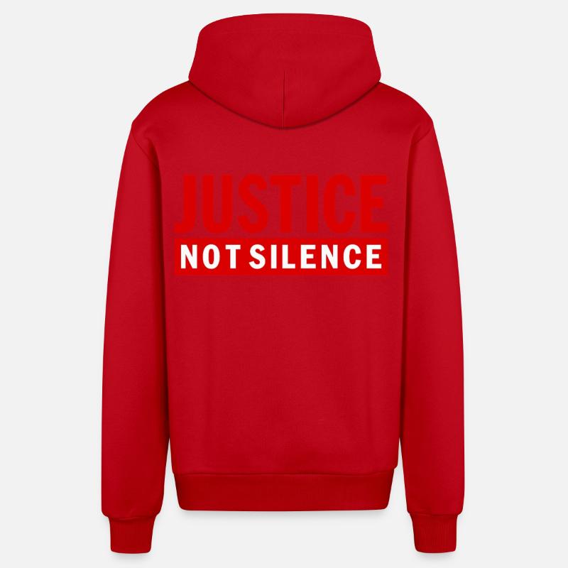 Justice Not Silence Déclaration de Gerechtigkeit - Veste à capuche bio décontractée fabriquée en UE - rouge