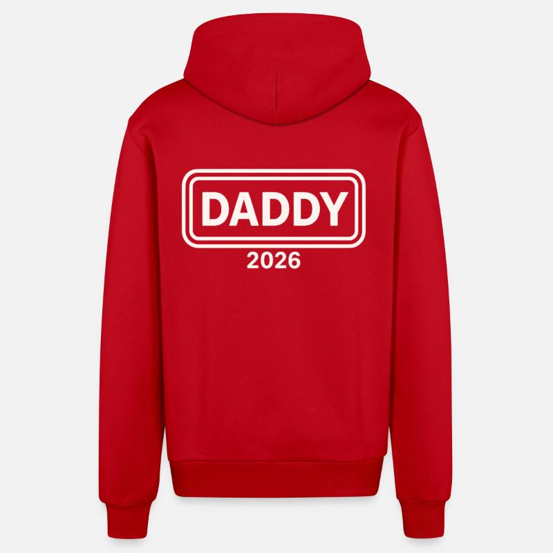 DADDY 2026 Stolzer werdender Vater - Organic Relaxed Kapuzenjacke Made in EU - Rot
