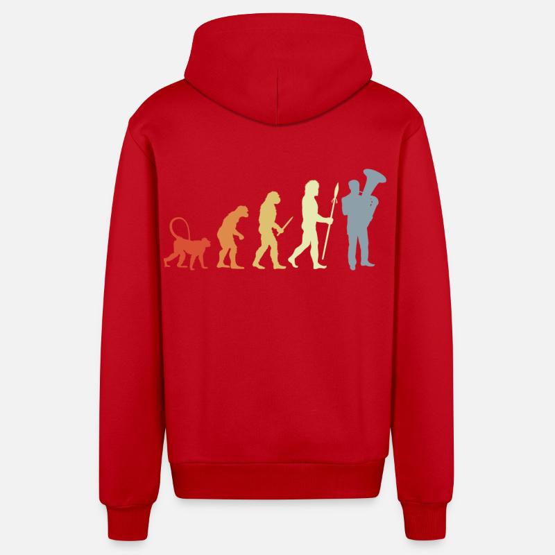 Évolution du tubiste - Veste à capuche bio décontractée fabriquée en UE - rouge