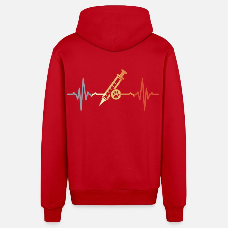 Seringue vétérinaire ECG - Veste à capuche bio décontractée fabriquée en UE - rouge