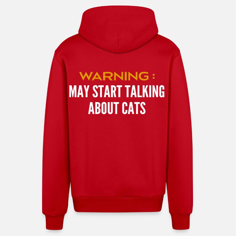 Attention peut parler de chats - Veste à capuche bio décontractée fabriquée en UE - rouge