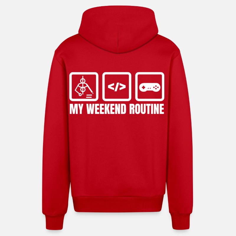 Ma routine du week-end - Veste à capuche bio décontractée fabriquée en UE - rouge