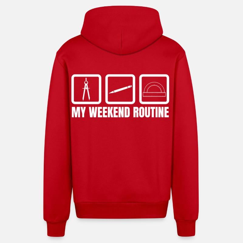 Routine du week-end de l’architecte - Veste à capuche bio décontractée fabriquée en UE - rouge