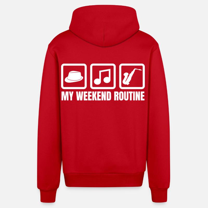 Ma routine du week-end - Veste à capuche bio décontractée fabriquée en UE - rouge