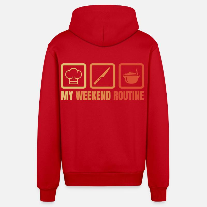 Cuisine du week-end - Veste à capuche bio décontractée fabriquée en UE - rouge