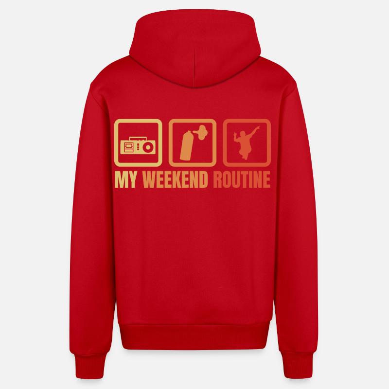 Routine du week-end Break Dancer - Veste à capuche bio décontractée fabriquée en UE - rouge