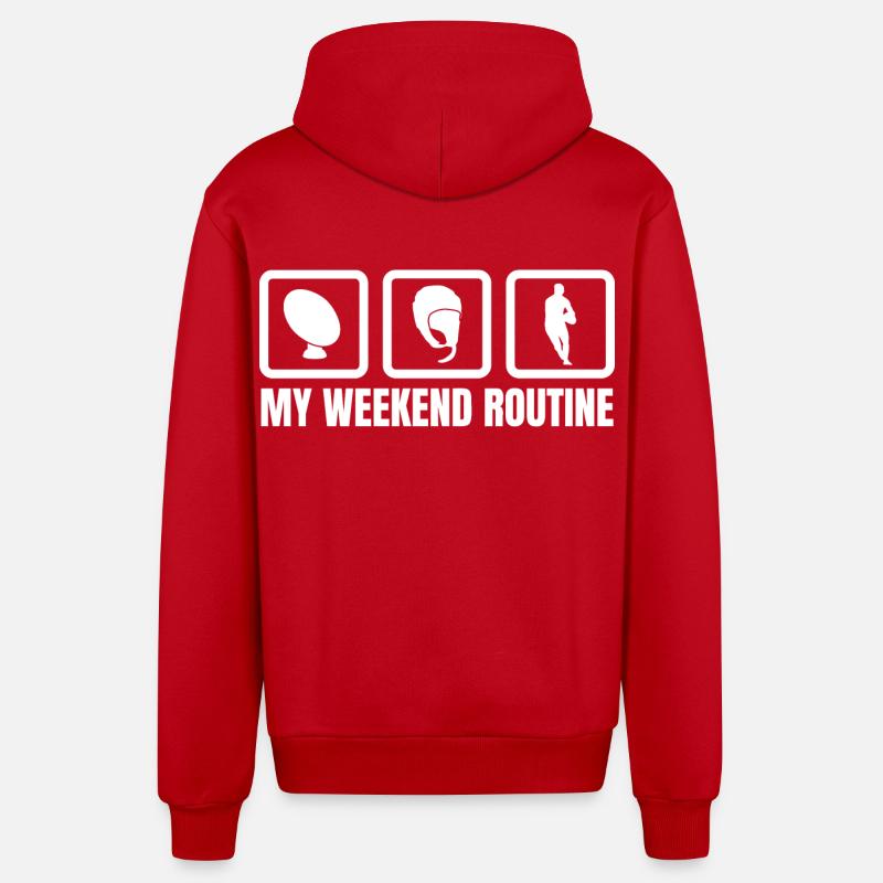 Ma routine du week-end - Veste à capuche bio décontractée fabriquée en UE - rouge