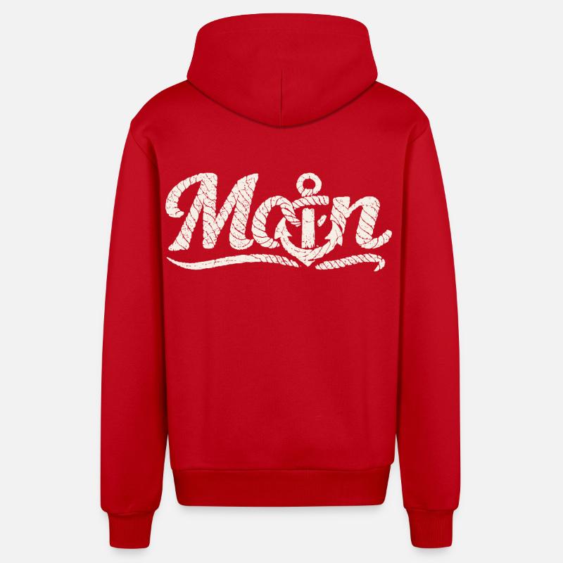 Conception côtière Moin Anchor - Veste à capuche bio décontractée fabriquée en UE - rouge