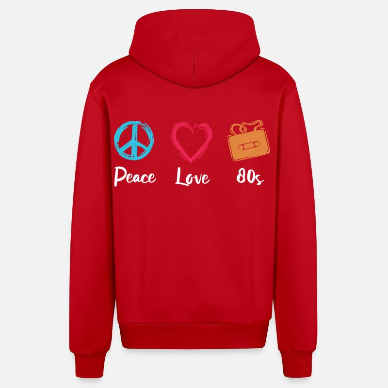 Paix Amour Années 80 - Veste à capuche bio décontractée fabriquée en UE - rouge