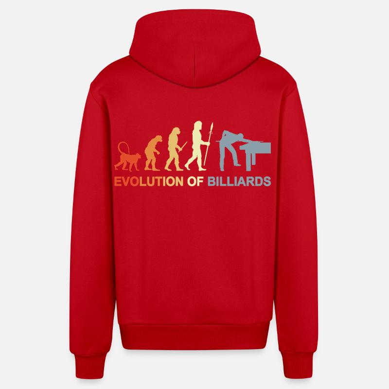 Pool Billiards Evolution - Organic Relaxed Hooded Jacket Made in EU - red