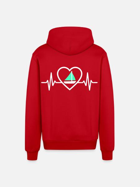 Cœur Voile – Passion Bateau - Organic Relaxed Hooded Jacket Made in EU - red