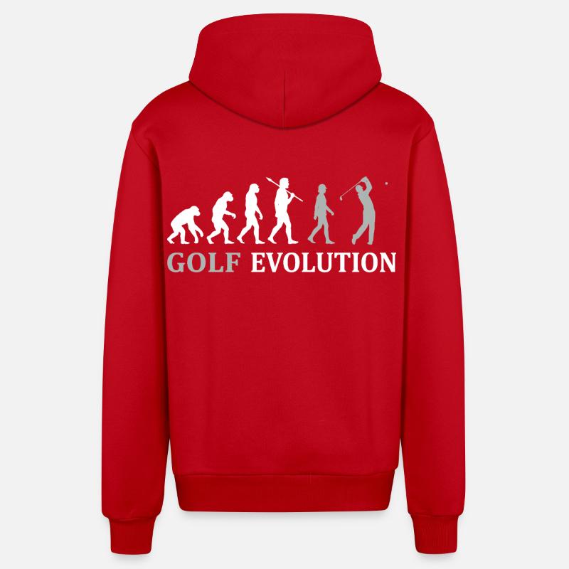 Golf Evolution – Das perfekte Golfer Geschenk - Organic Relaxed Kapuzenjacke Made in EU - Rot