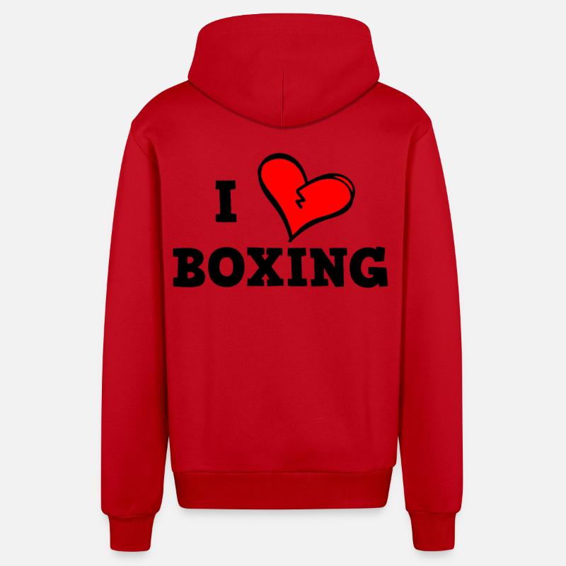 J’adore la boxe - Veste à capuche bio décontractée fabriquée en UE - rouge