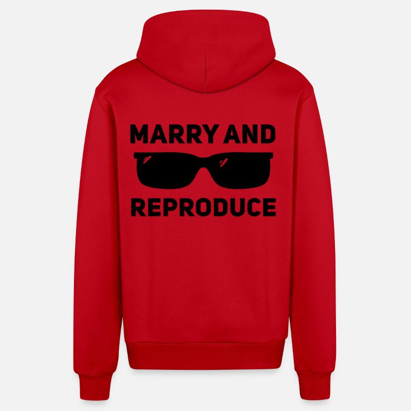 Se marier et se reproduire - Veste à capuche bio décontractée fabriquée en UE - rouge