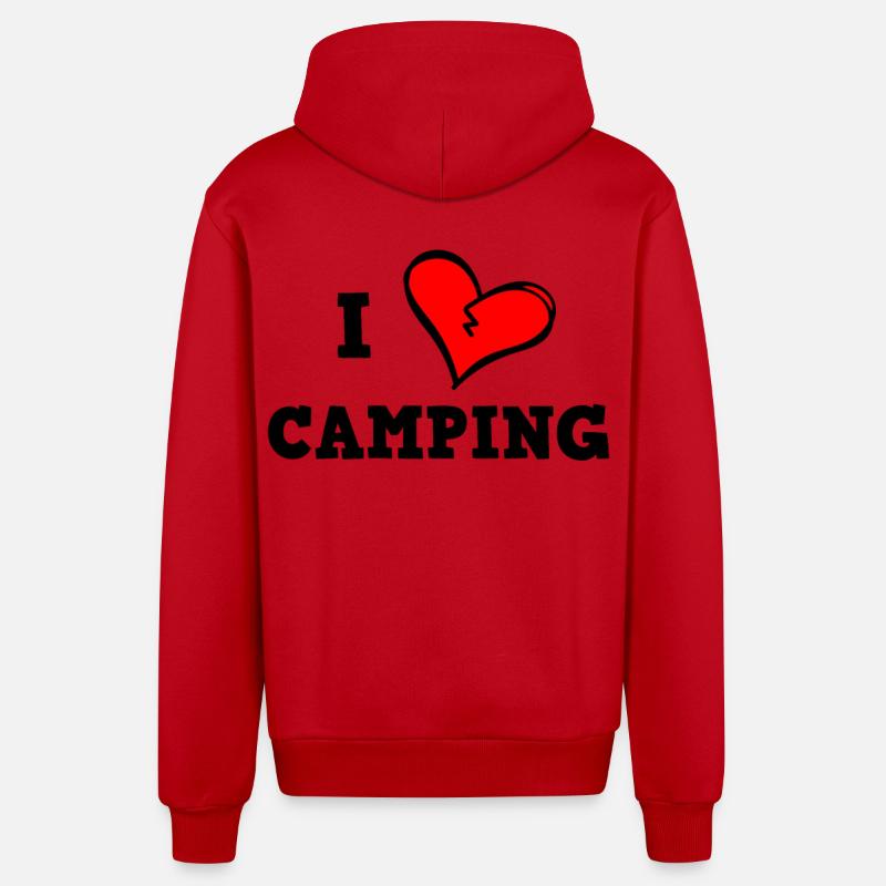 J’adore le camping - Veste à capuche bio décontractée fabriquée en UE - rouge