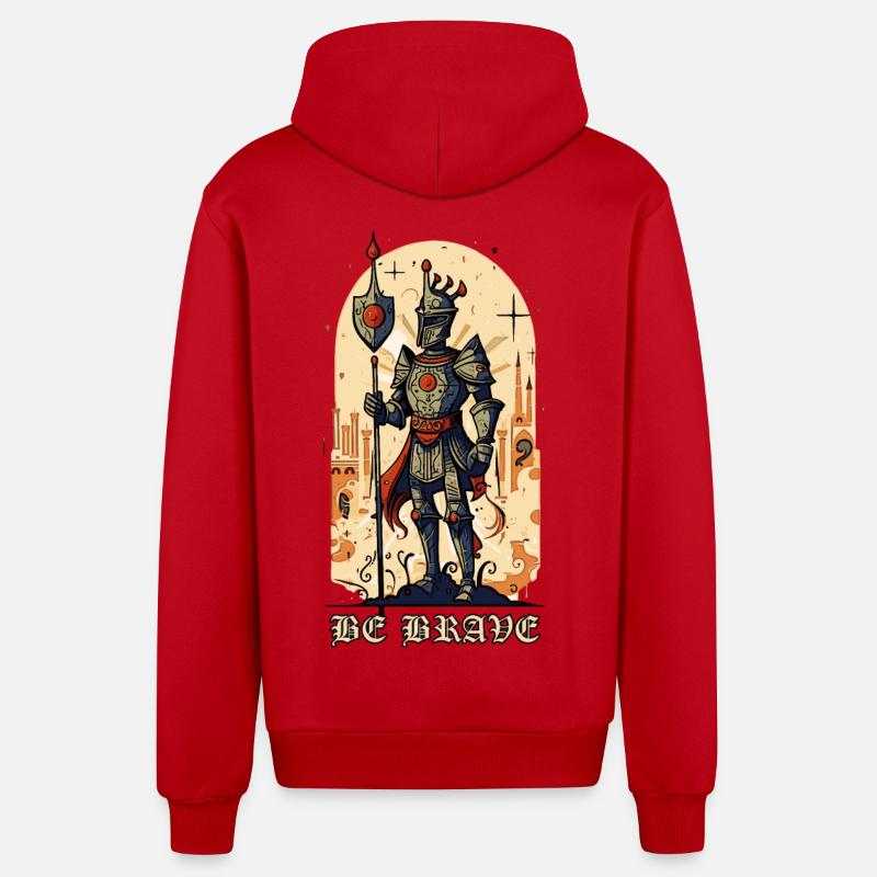Soyez courageux – Chevalier médiéval - Veste à capuche bio décontractée fabriquée en UE - rouge