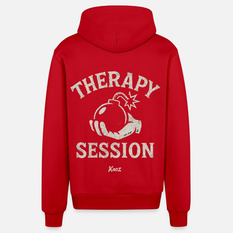 Hand holding therapy session bombshell - Organic Relaxed Hooded Jacket Made in EU - red