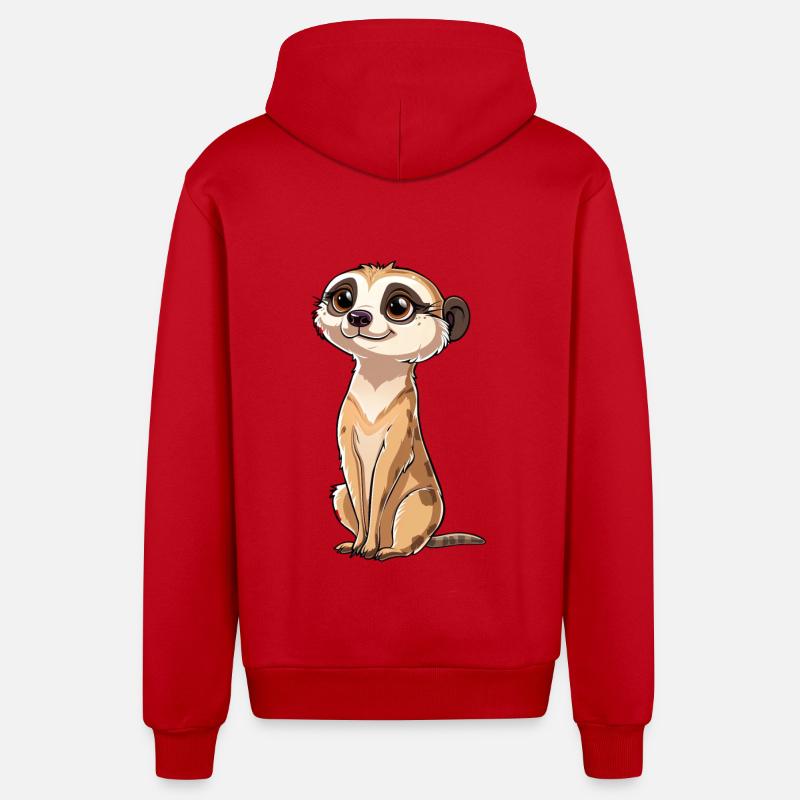 Look de suricate ludique - Veste à capuche bio décontractée fabriquée en UE - rouge