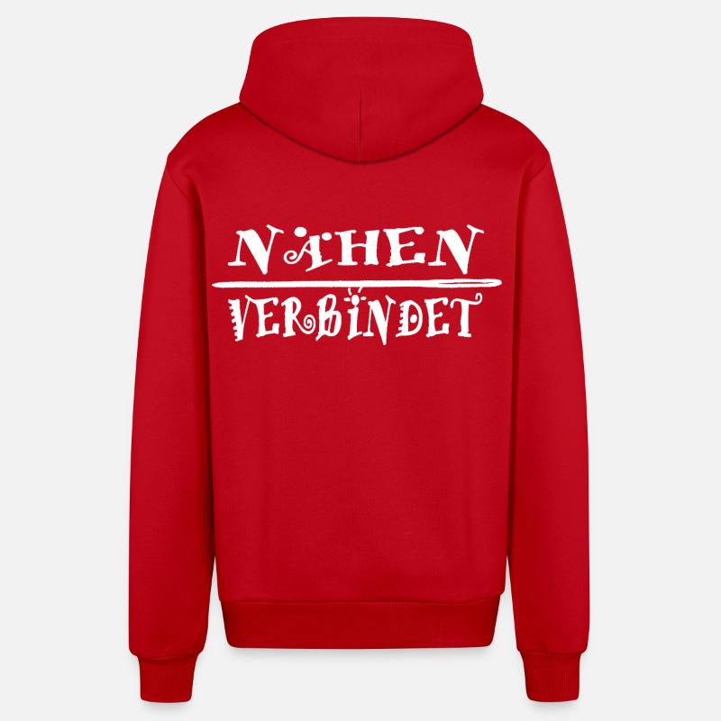 Idée cadeau couture connects - Veste à capuche bio décontractée fabriquée en UE - rouge