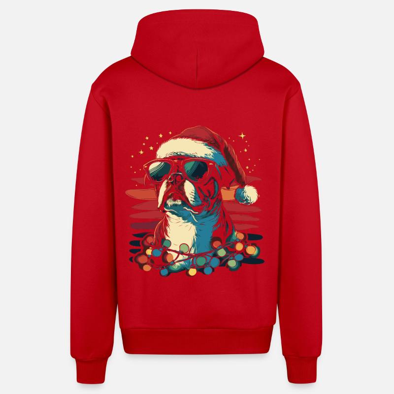 Cool Boston Terrier Noël - Veste à capuche bio décontractée fabriquée en UE - rouge