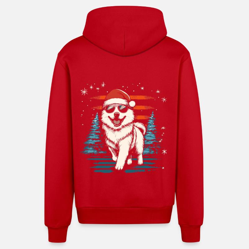 Cool Samoyède de Noël - Veste à capuche bio décontractée fabriquée en UE - rouge