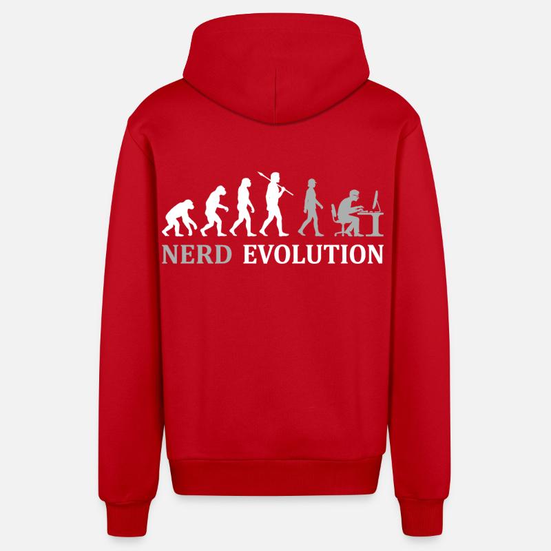 Nerd Evolution – Vom Affen zum PC-Profi - Organic Relaxed Kapuzenjacke Made in EU - Rot