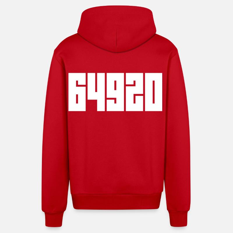 64920 Piła. Code postal de Piła - Veste à capuche bio décontractée fabriquée en UE - rouge