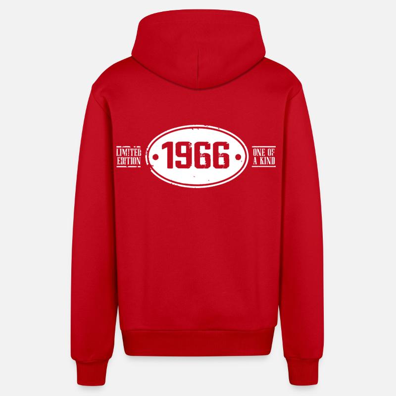 1966 Anniversaire 1966 - Veste à capuche bio décontractée fabriquée en UE - rouge
