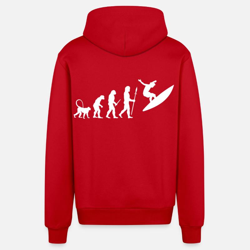 Évolution du surf - Veste à capuche bio décontractée fabriquée en UE - rouge