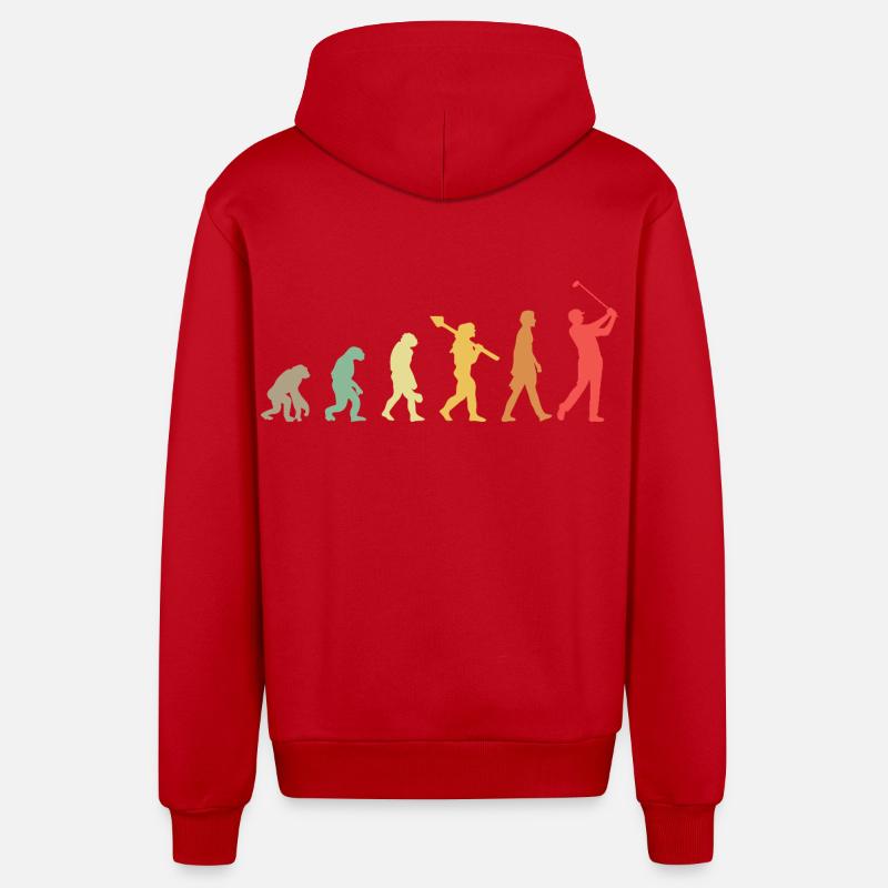Golf Golfer Golf Course Golfer Evolution - Organic Relaxed Hooded Jacket Made in EU - red