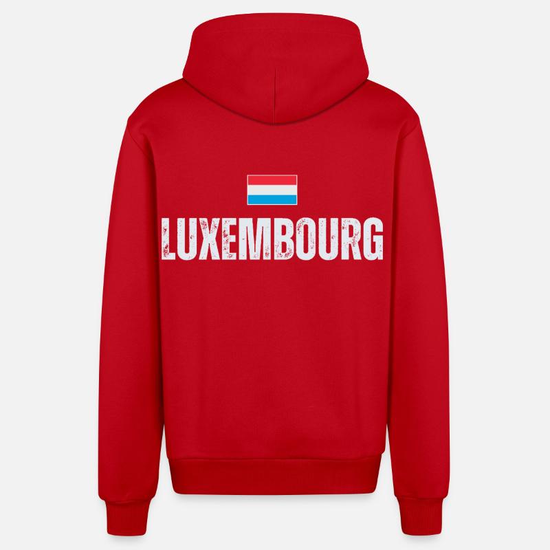 Drapeau du Luxembourg, fierté luxembourgeoise - Veste à capuche bio décontractée fabriquée en UE - rouge