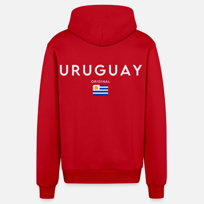 Drapeau de l’Uruguay, fierté uruguayenne - Veste à capuche bio décontractée fabriquée en UE - rouge