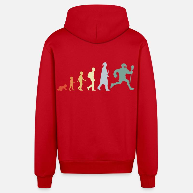 Evolution eines Lacrosse Spielers - Organic Relaxed Kapuzenjacke Made in EU - Rot