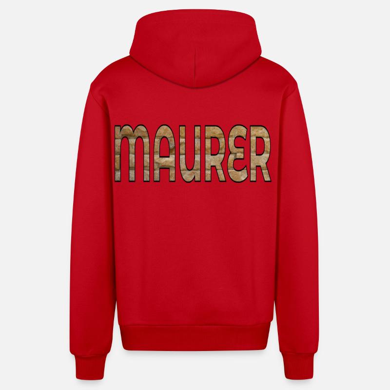 BRIQUES DE CONSTRUCTION DE MAÇONS - Veste à capuche bio décontractée fabriquée en UE - rouge