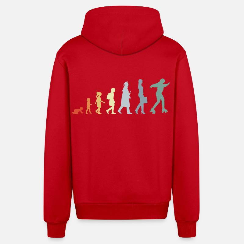 Évolution du patineur à roulettes - Veste à capuche bio décontractée fabriquée en UE - rouge