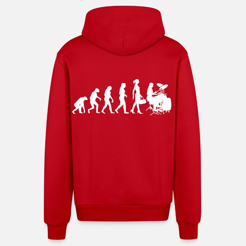 Evolution Schlagzeugerin Percussion Drummer Lady - Organic Relaxed Kapuzenjacke Made in EU - Rot