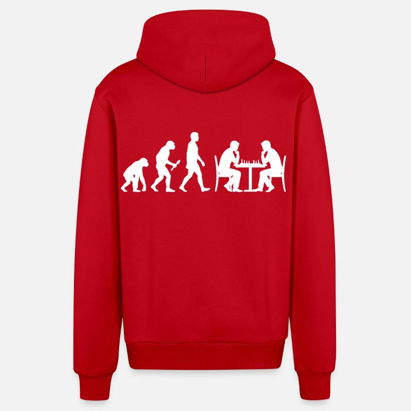 Chess Evolution – The Path to Grandmaster - Organic Relaxed Hooded Jacket Made in EU - red