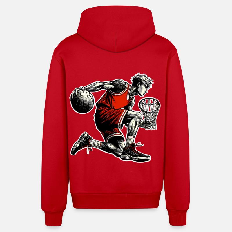 Basket-ball Joueurs de basket-ball - Veste à capuche bio décontractée fabriquée en UE - rouge