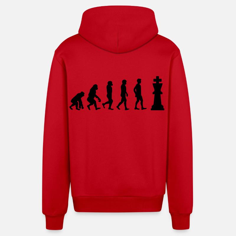Evolution du jeu d’échecs - Veste à capuche bio décontractée fabriquée en UE - rouge
