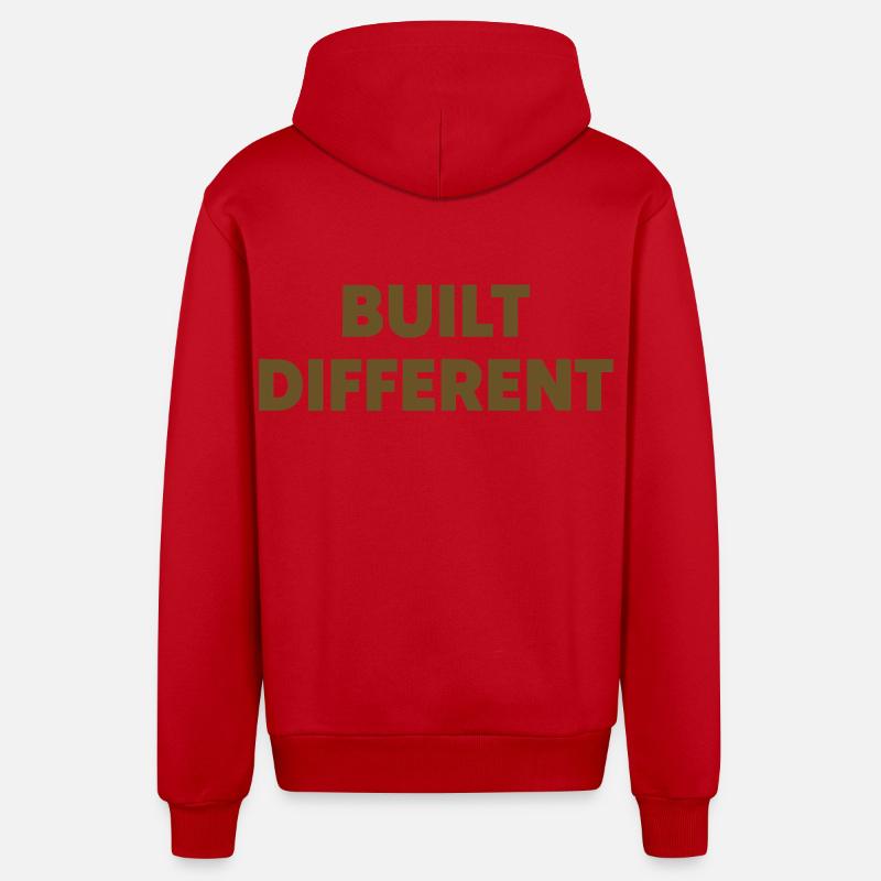 Typographie d’affirmation différente construite - Veste à capuche bio décontractée fabriquée en UE - rouge