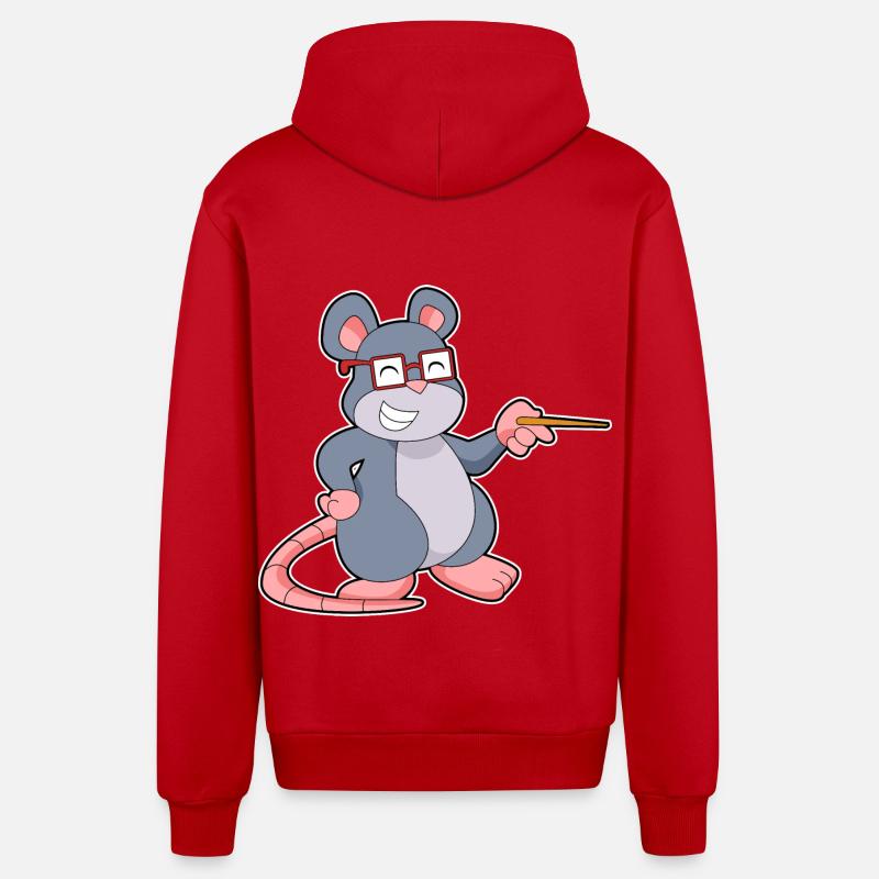 Maus Lehrer Pointer - Organic Relaxed Kapuzenjacke Made in EU - Rot