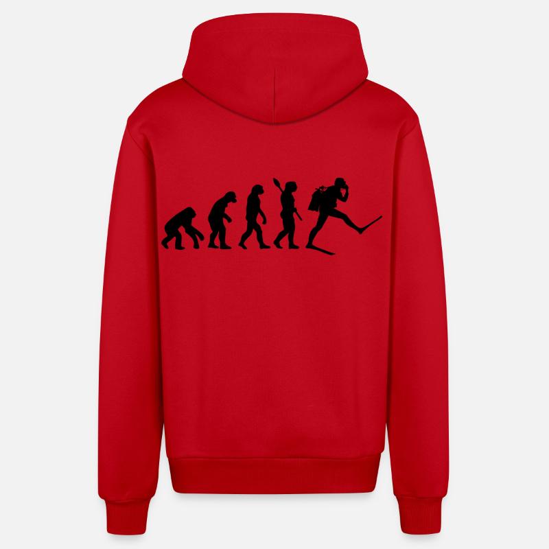 Plongeur Funny Human Evolution - Veste à capuche bio décontractée fabriquée en UE - rouge
