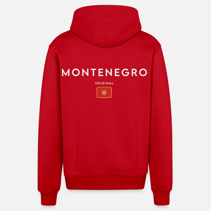 Drapeau du Monténégro, fierté monténégrine - Veste à capuche bio décontractée fabriquée en UE - rouge