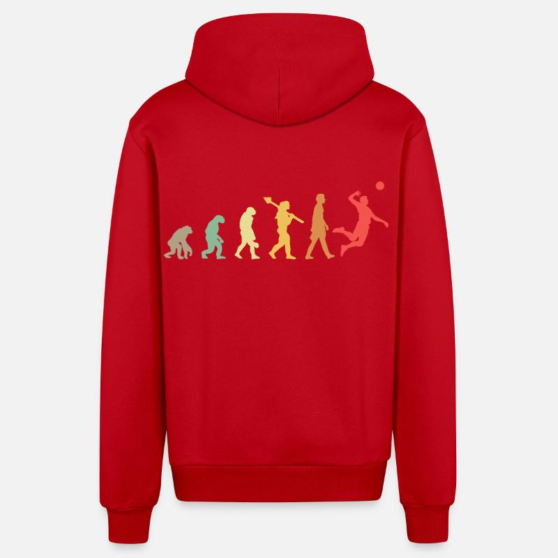 Joueurs de volley-ball Evolution - Veste à capuche bio décontractée fabriquée en UE - rouge