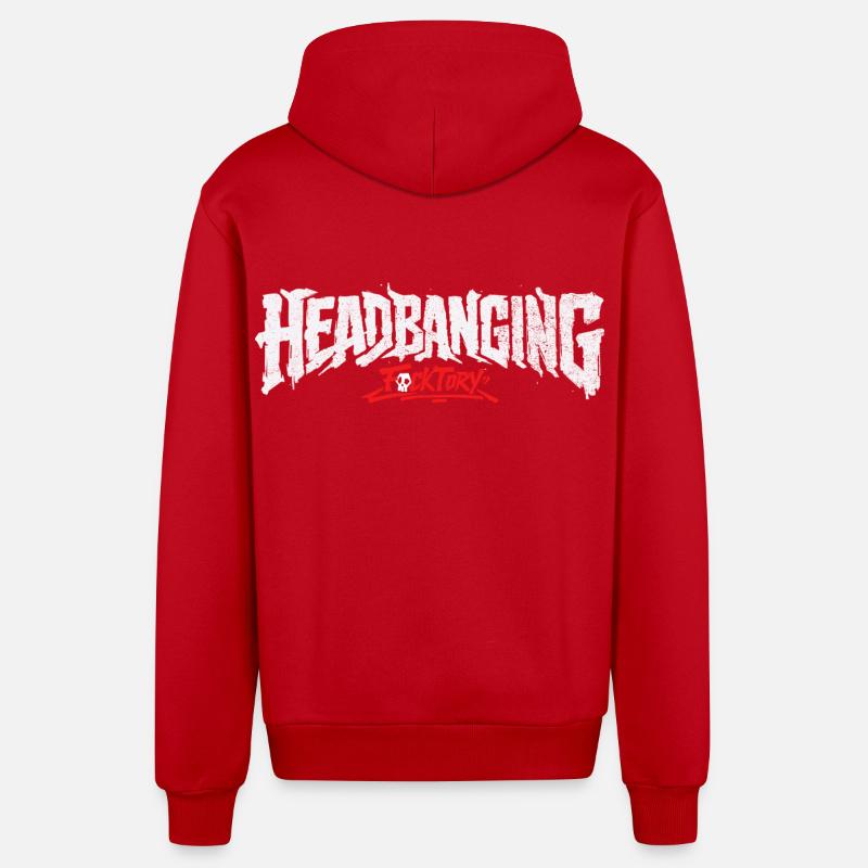 Logo de headbanging blanc - Veste à capuche bio décontractée fabriquée en UE - rouge